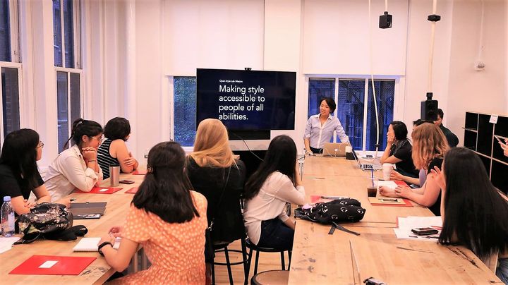 “Making style accessible to people of all abilities”; OSL Executive Director, Grace Jun, briefing this past summer’s fellows on the program’s mission.