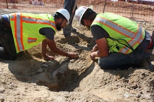 City of Thornton
Joe Sertich at left works to excavate the fossilized bones in Thornton Colorado