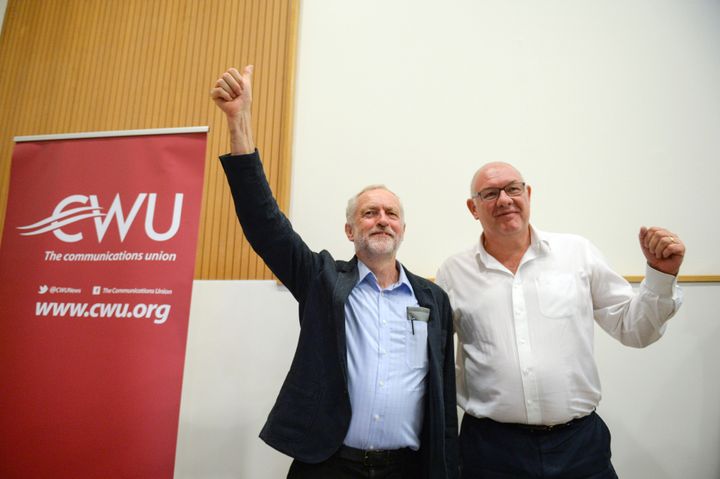 Jeremy Corbyn and CWU general secretary Dave Ward.
