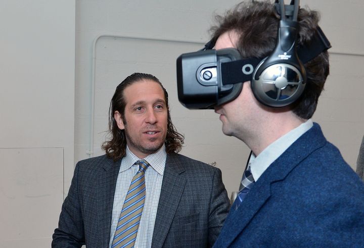 NEW YORK, NY - APRIL 23: Stanford Virtual Human Interaction Lab Founder Jeremy Bailenson (L) attends Stanford University's Virtual Human Interaction Lab Experience during the 2015 Tribeca Film Festival at Spring Studio on April 23, 2015 in New York City. (Photo by Slaven Vlasic/Getty Images for the 2015 Tribeca Film Festival) Jeremy Bailenson, Getty