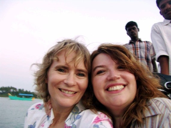 Caroline and Laurie Hart On Hand Pulled Boat Traveling To Sothikuppam, Tamil Nadu, India