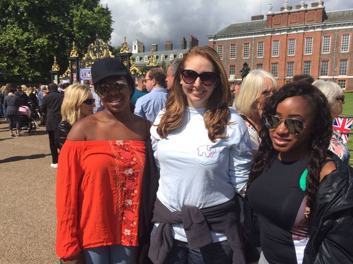 (Left to right) Keiy Anna Kong, Gabi Bork and Rhyssa Beckford are on holiday from the US and visited the memorial today.