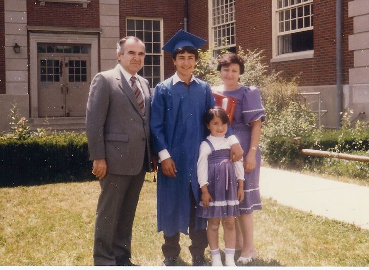 Abe Kasbo, with parents and sister, at his 8th grade graduation from PS #9 in Paterson, NJ. 