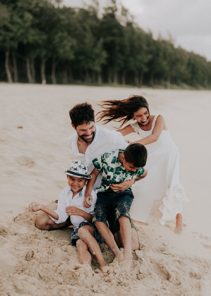 The artist and his three children. 