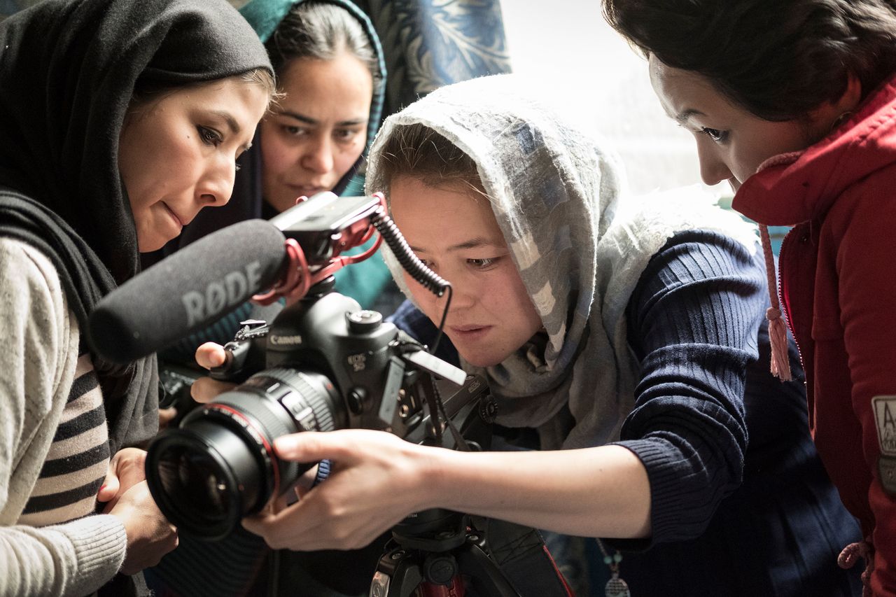 Female Afghan journalist in training.