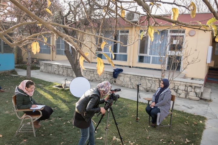 Female Afghan journalists in training.