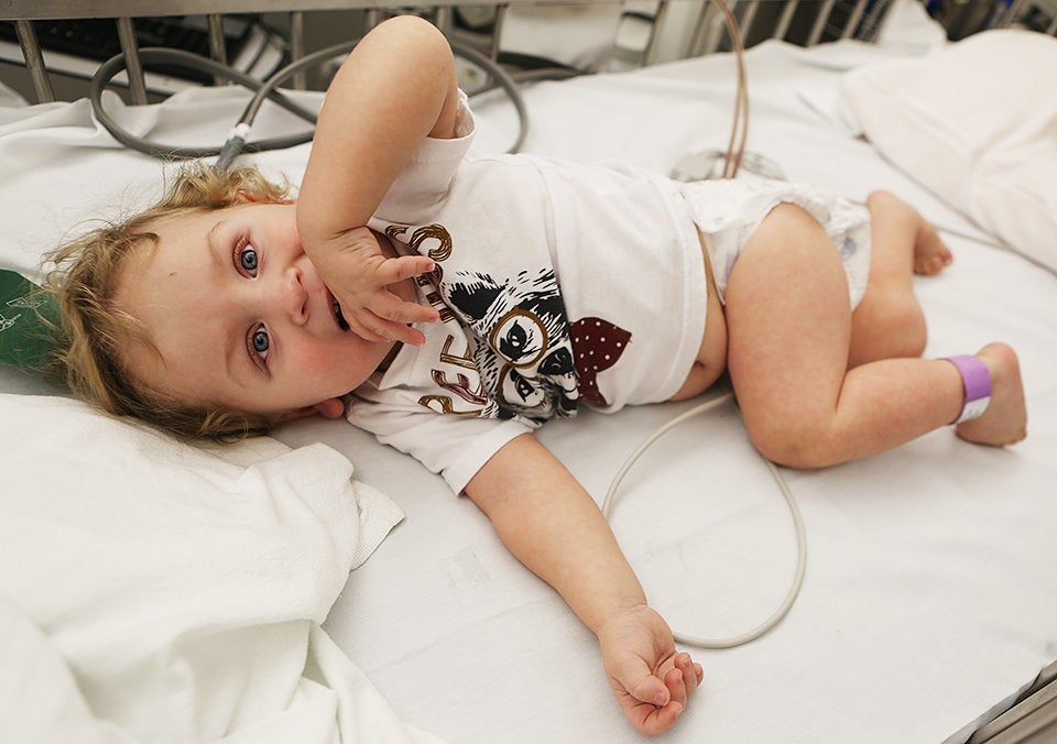 Brannon Morgan, a dialysis patient at Texas Children's Hospital, receives treatment Thursday in the aftermath of Hurrica