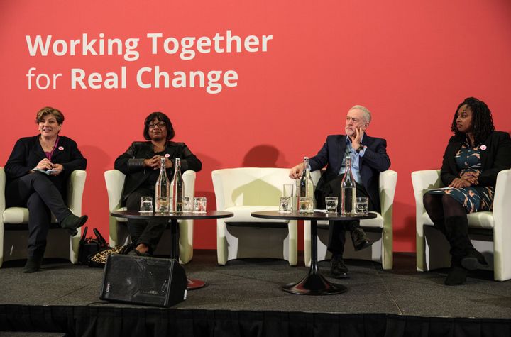 Jeremy Corbyn and Dawn Butler, with Emily Thornberry and Diane Abbott.