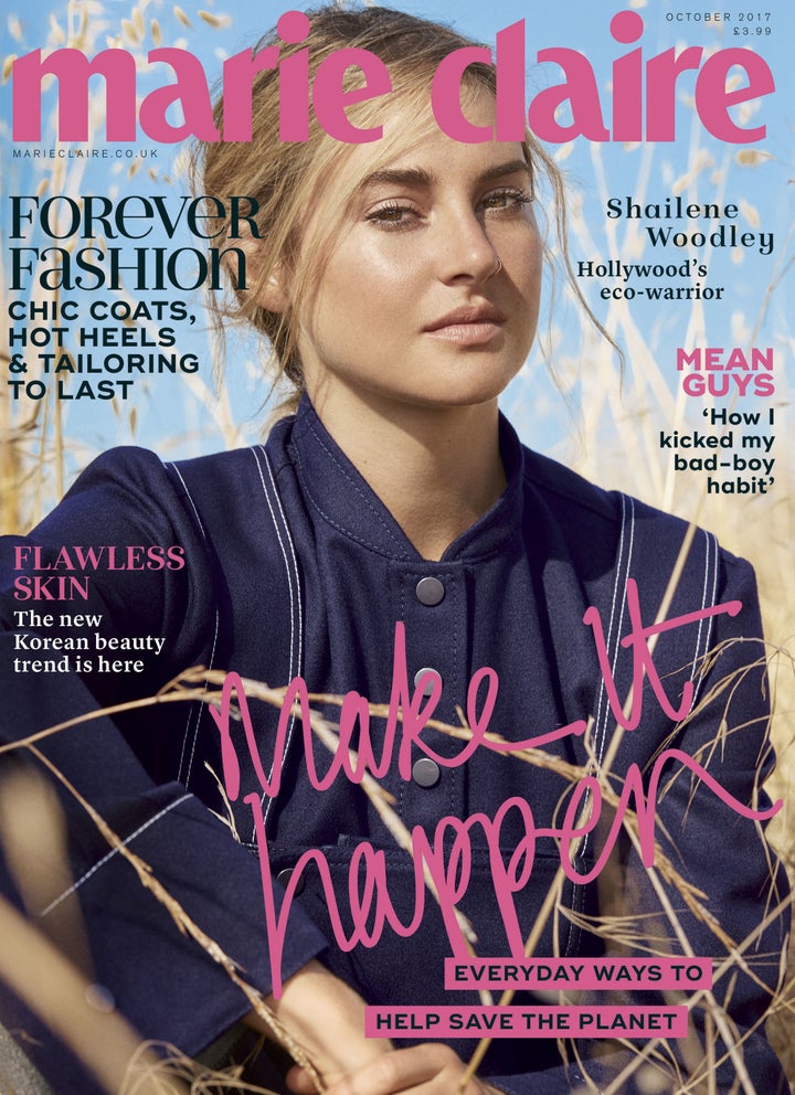 Shailene Woodley on the cover of Marie Claire U.K.'s October issue. 