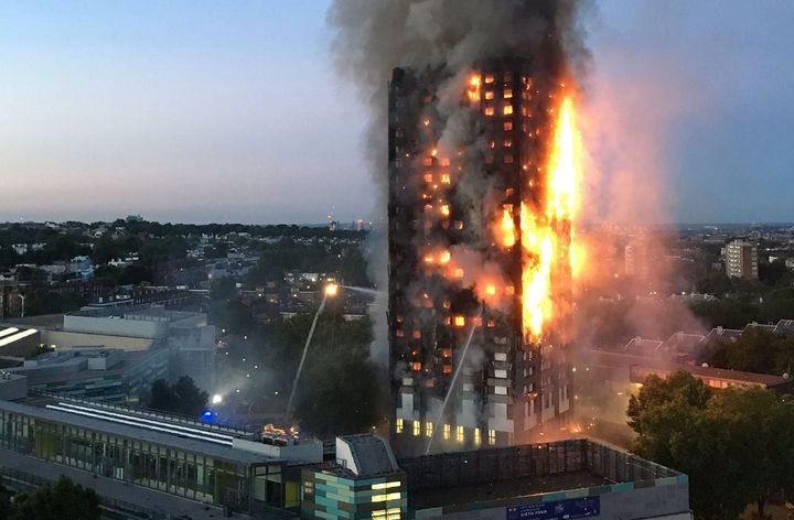 Firefighters tackle the devastating blaze at Grenfell Tower.