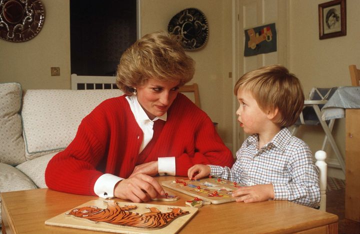 Prince Diana and Prince William at Kensington Palace in 1985. 