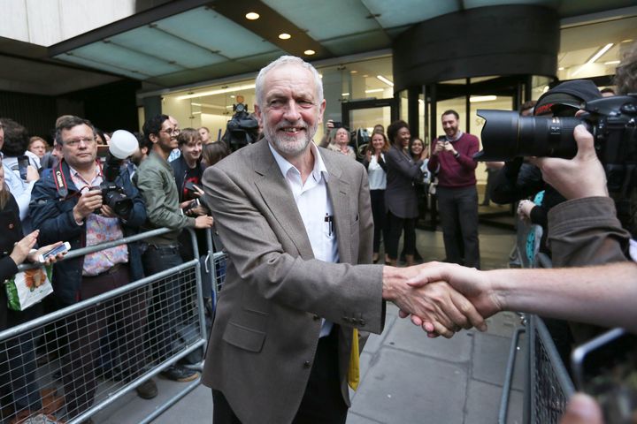 Jeremy Corbyn after an NEC meeting that guaranteed his leadership candidacy.