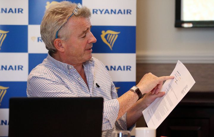 Ryanair chief executive officer Michael O'Leary at a press conference in London