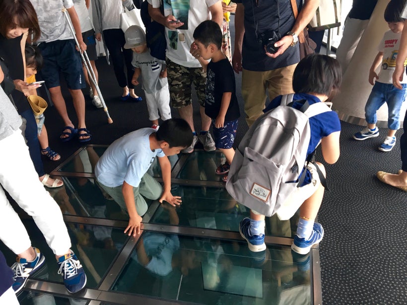 Everyone loves crowding around the terrifying view of the drop.