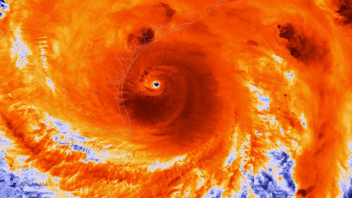 Infrared view of Hurricane Harvey