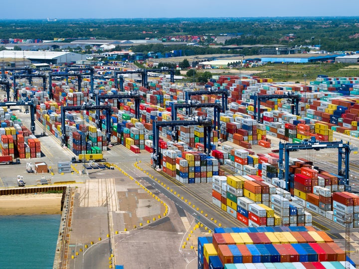 An aerial view of the Port of Felixstowe in Suffolk