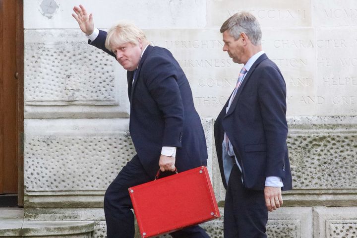 Foreign Secretary Boris Johnson with his red box. 
