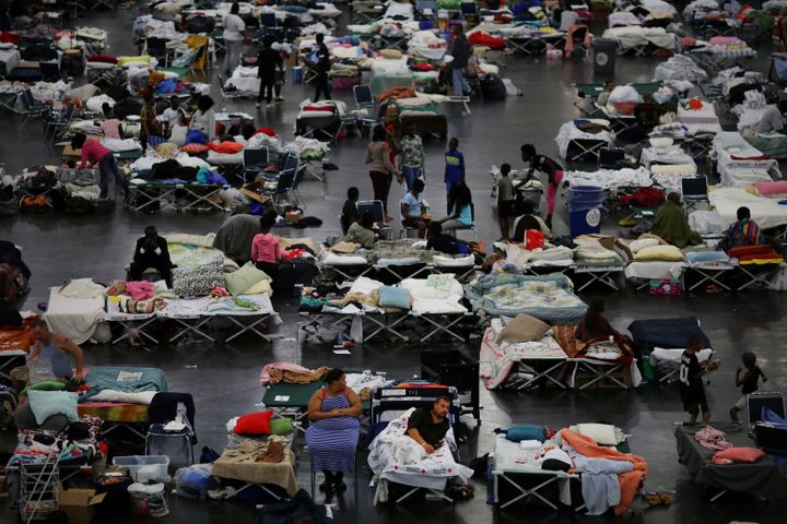 After Hurricane Harvey struck the Houston area, evacuees find shelter at the George R. Brown Convention Center. Many evacuees did not have time to grab medications before having to flee the floodwaters.