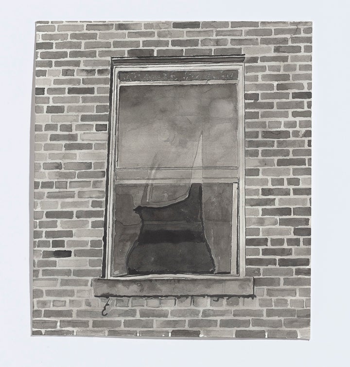 <p>Abandoned window, 2017, india ink on paper, 9 1/8 x 8 inches</p>
