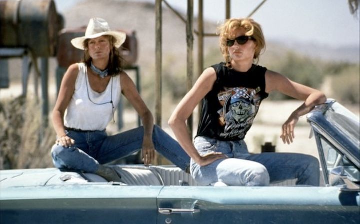 left to right, actresses Susan (Louise) Sarandon & Geen (Thelma) Davis in MGM film, Thelma & Louise