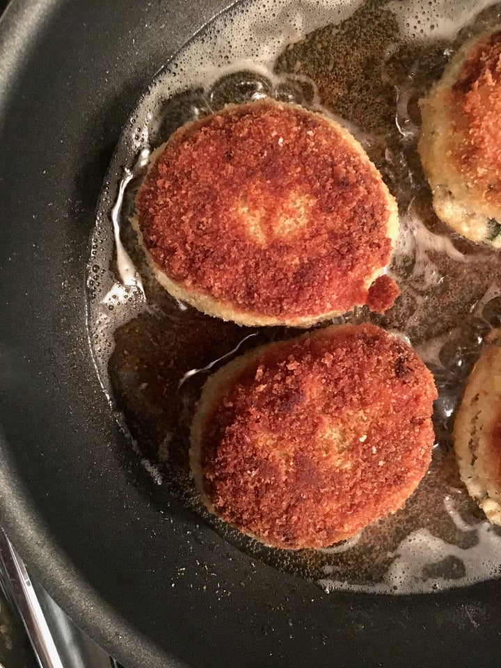 The leftovers? Chicken patties or rissoles or kotlety or croquettes, served with a dill sauce made from the original sauce pl