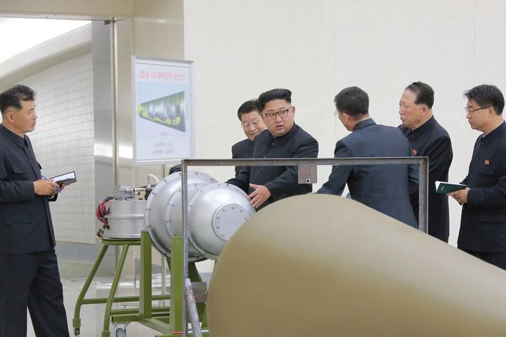 North Korean leader Kim Jong Un appears to provid guidance on a nuclear weapons programme in this undated photo released by North Korea's Korean Central News Agency (KCNA) in Pyongyang on Sunday 