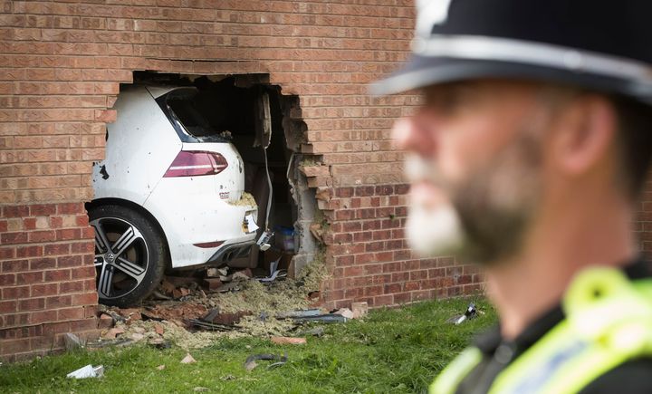 The car rammed into a wall of the property in York