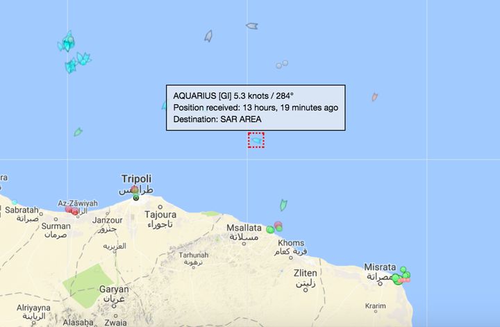 A satellite image showing the location of Aquarius in early September, 2017