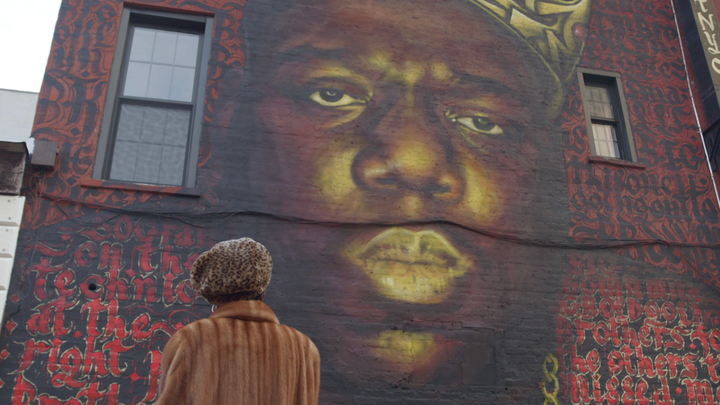 <p>Biggie remembered on a Brooklyn wall. </p>