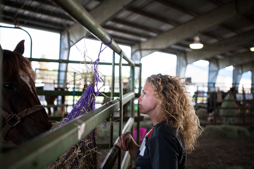 Amanda Moore came to Ford Park from Houston to volunteer to provide care to horses in need.