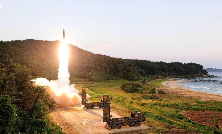 South Korea's Hyunmu-2 ballistic missile is fired during an exercise aimed to counter North Korea's nuclear test on 4 September.