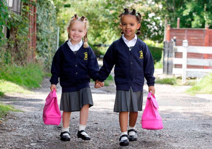 Marcia and Millie on their first day of infant school.