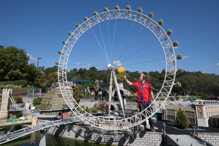 Stanley inspects one of the attractions at Legoland Windsor. 