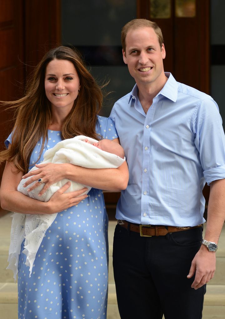 The couple at the Lindo Wing of St Mary's Hospital in 2013 with their newborn son George 