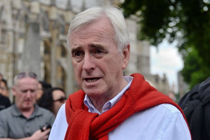 Shadow Chancellor of the Exchequer John McDonnell spoke at a rally outside parliament in support of the #McStrike (file photo)