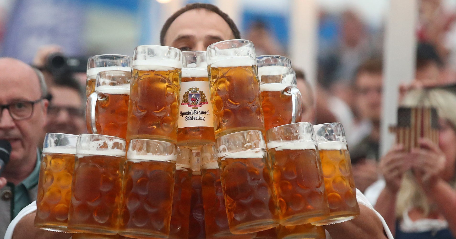 Prost! German Beats His Own World Record For Carrying Beer Steins