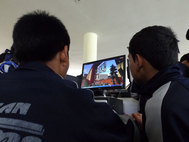 A team working on their Block by Block project.