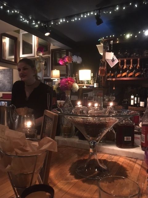 Valerie Ridgeway, bartender/staffer, and renowned jumbo martini glass, Alex’s Bistro, Cooperstown, New York http://chef-alex-webster.com/