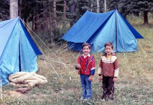 Drew and Jonathan roughing it as kids.