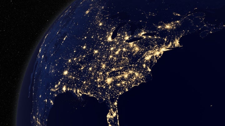 The US power grid seen from space.