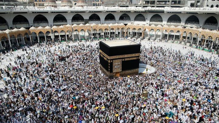 <p>Muslim pilgrims performing Tawaf during Hajj</p>