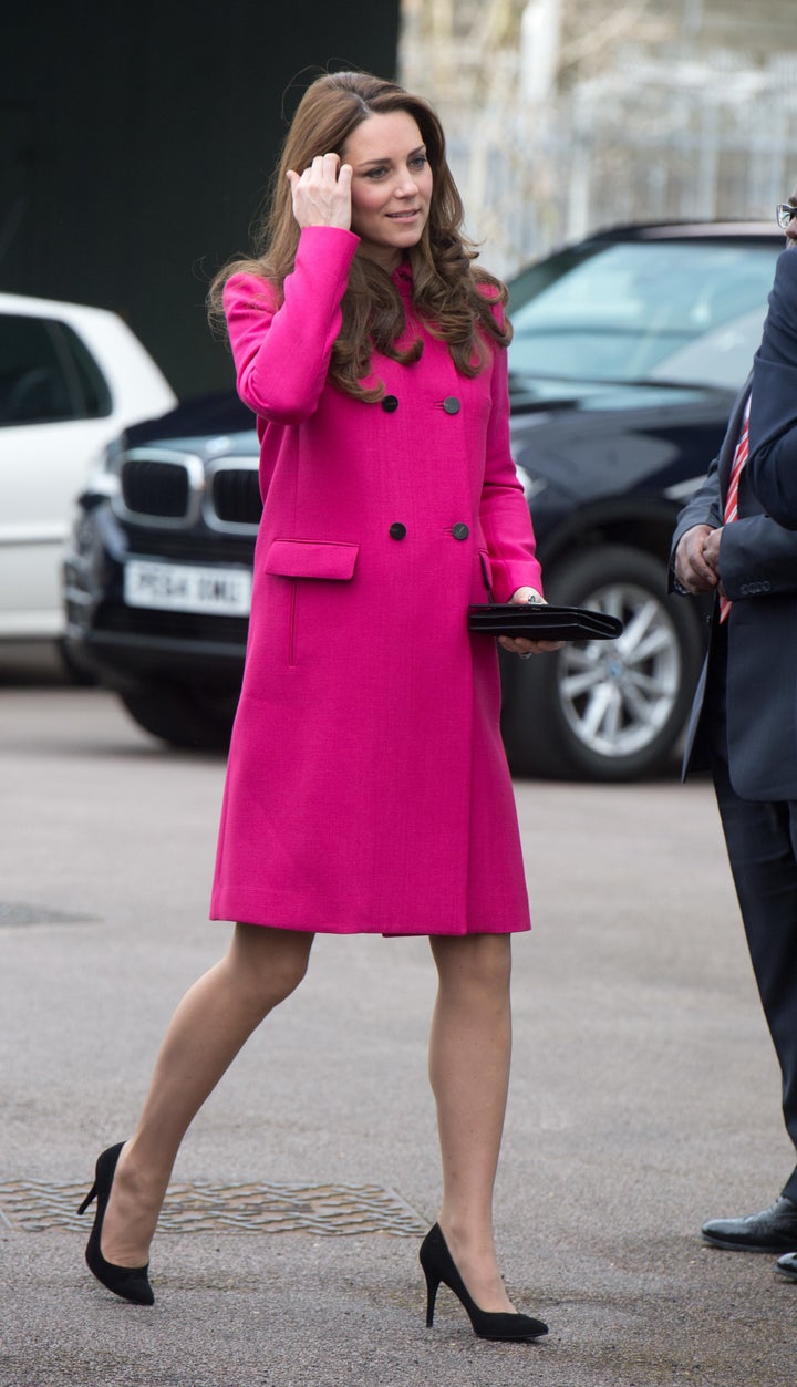 Visiting the Stephen Lawrence Centre in South London, while pregnant with Princess Charlotte in March 2015.