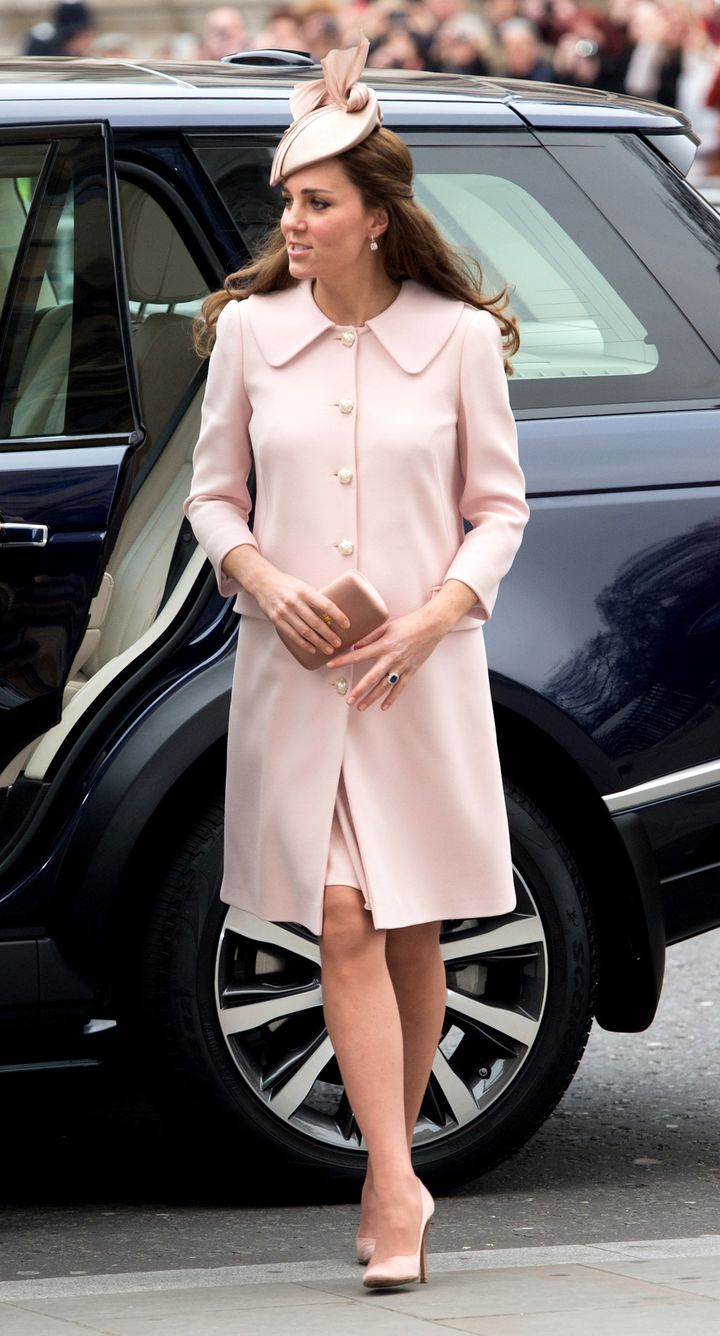 The Duchess attends the Observance for Commonwealth Day Service at Westminster Abbey London, while pregnant with Princess Charlotte. March 2015.