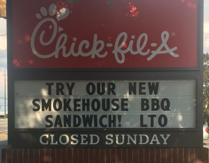 This Chick-Fil-A sign in Mobile, Alabama ignited a friendly "sign war" that's lasted for over a month. 