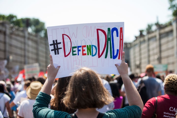 People march against the Trump administration's decision to end DACA on Sept. 5 in Washington, D.C.