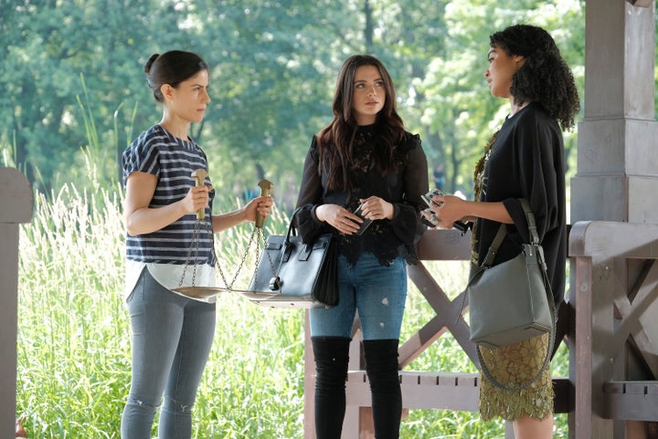 Jane (middle) and Kat (right) interview Mia Lawrence during "The Bold Type's" season finale.