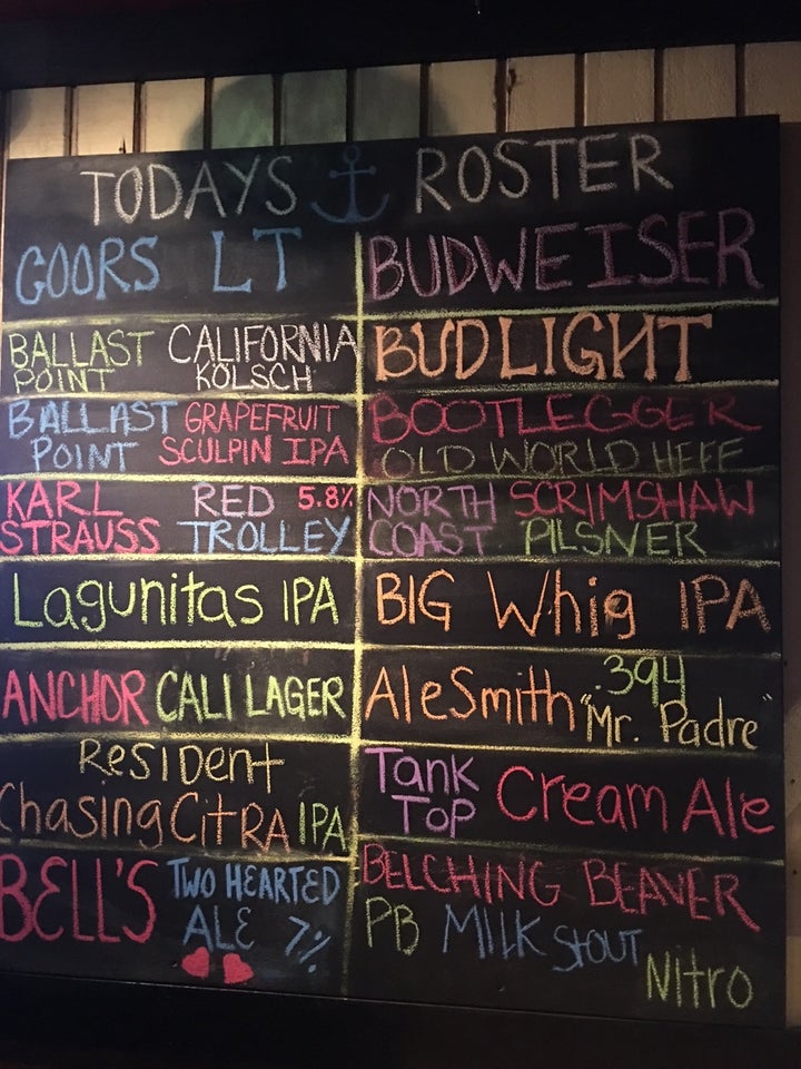 <p>An impressive and colorful menu of craft brews at Harbor Town Pub.</p>