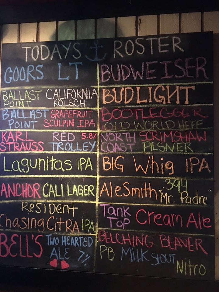 An impressive and colorful menu of craft brews at Harbor Town Pub.