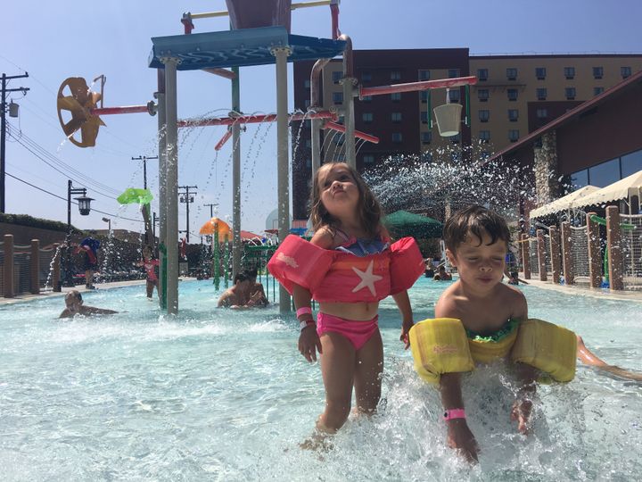 Unforgettable summer fun in one of the activity pools at Great Wolf Lodge in Anaheim, Calif. 