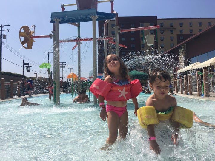 Unforgettable summer fun in one of the activity pools at Great Wolf Lodge in Anaheim, Calif. 